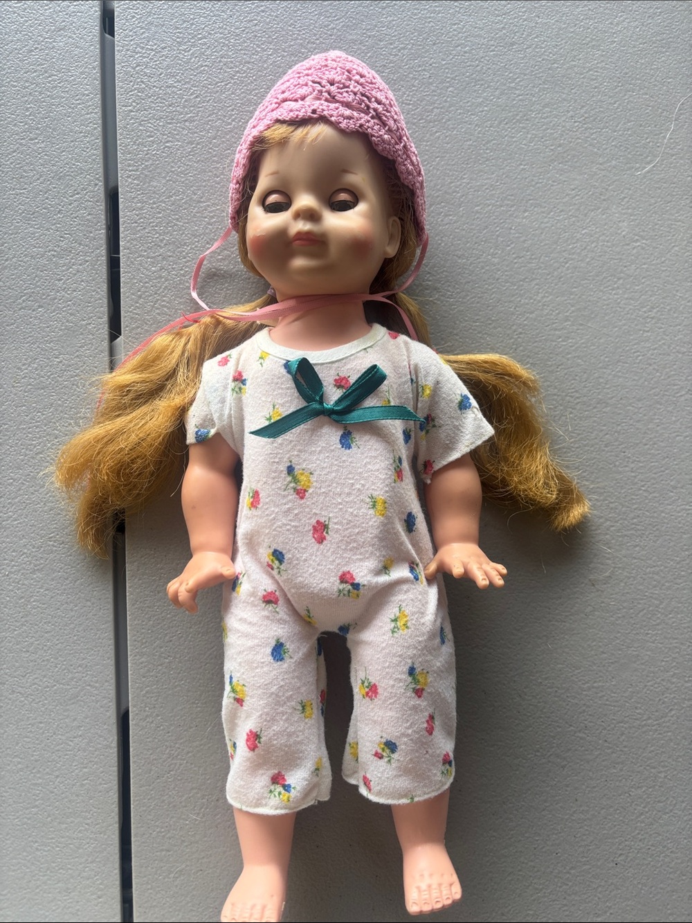 Classic Pink-Hat Girl Doll with Floral Outfit